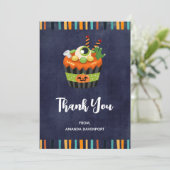 Cute & Creepy Halloween Cupcake met Big Eyeball Bedankkaart (Staand voorkant)