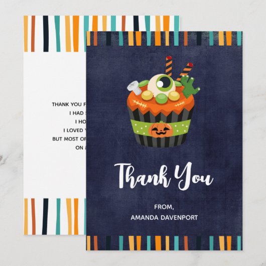 Cute & Creepy Halloween Cupcake met Big Eyeball Bedankkaart (Voorkant / Achterkant)