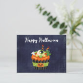 Cute & Creepy Halloween Cupcake met Big Eyeball Briefkaart (Staand voorkant)