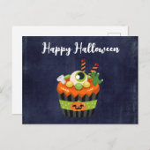 Cute & Creepy Halloween Cupcake met Big Eyeball Briefkaart (Voorkant / Achterkant)