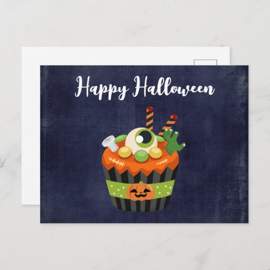 Cute & Creepy Halloween Cupcake met Big Eyeball Briefkaart (Voorkant / Achterkant)