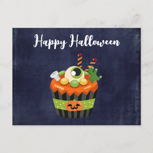 Cute & Creepy Halloween Cupcake met Big Eyeball Briefkaart (Voorkant)