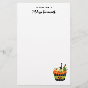 Cute & Creepy Halloween Cupcake met Big Eyeball Briefpapier