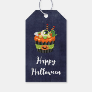 Cute & Creepy Halloween Cupcake met Big Eyeball Cadeaulabel