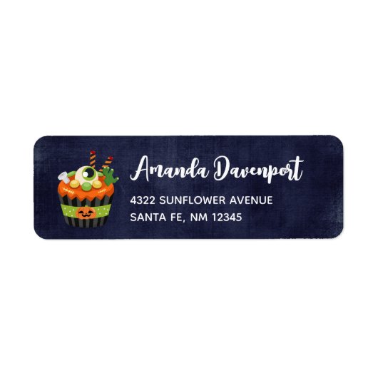 Cute & Creepy Halloween Cupcake met Big Eyeball Etiket (Voorkant)