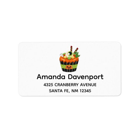 Cute & Creepy Halloween Cupcake met Big Eyeball Etiket (Voorkant)