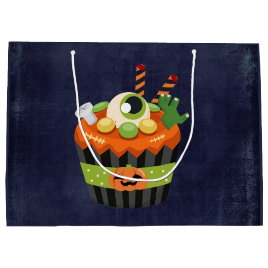 Cute & Creepy Halloween Cupcake met Big Eyeball Groot Cadeauzakje (Achterkant)