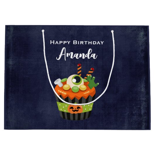 Cute & Creepy Halloween Cupcake met Big Eyeball Groot Cadeauzakje (Voorkant)