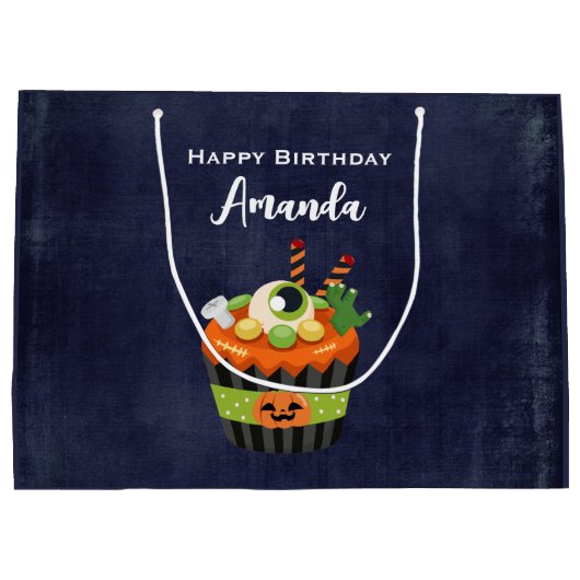 Cute & Creepy Halloween Cupcake met Big Eyeball Groot Cadeauzakje (Achterkant)