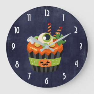 Cute & Creepy Halloween Cupcake met Big Eyeball Grote Klok