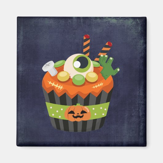 Cute & Creepy Halloween Cupcake met Big Eyeball Magneet (Voorkant)