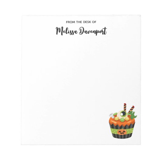 Cute & Creepy Halloween Cupcake met Big Eyeball Notitieblok (Voorkant)