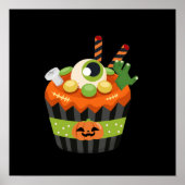 Cute & Creepy Halloween Cupcake met Big Eyeball Poster (Voorkant)