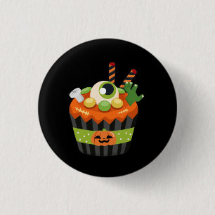 Cute & Creepy Halloween Cupcake met Big Eyeball Ronde Button 3,2 Cm