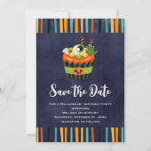 Cute & Creepy Halloween Cupcake met Big Eyeball Save The Date (Voorkant)