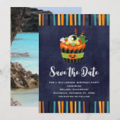 Cute & Creepy Halloween Cupcake met Big Eyeball Save The Date (Voorkant / Achterkant)