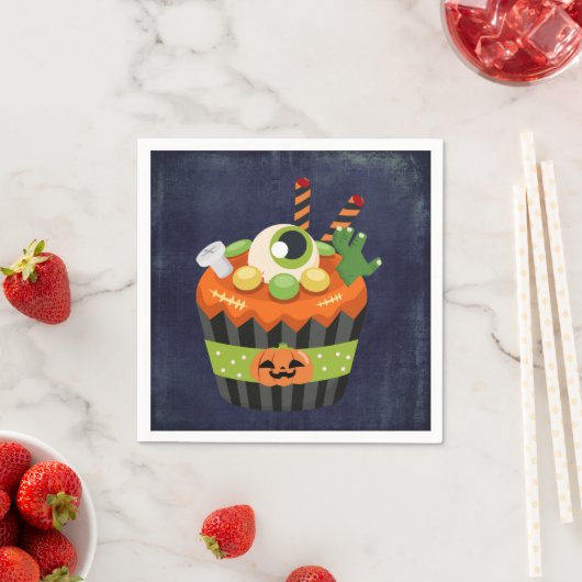 Cute & Creepy Halloween Cupcake met Big Eyeball Servet (Insitu)