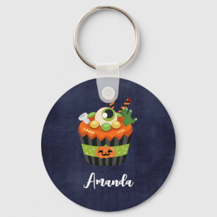 Cute & Creepy Halloween Cupcake met Big Eyeball Sleutelhanger