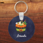 Cute & Creepy Halloween Cupcake met Big Eyeball Sleutelhanger (Voorkant)