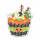 Cute & Creepy Halloween Cupcake met Big Eyeball Sticker (Voorkant)