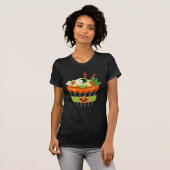 Cute & Creepy Halloween Cupcake met Big Eyeball T-shirt (Voorkant volledig)