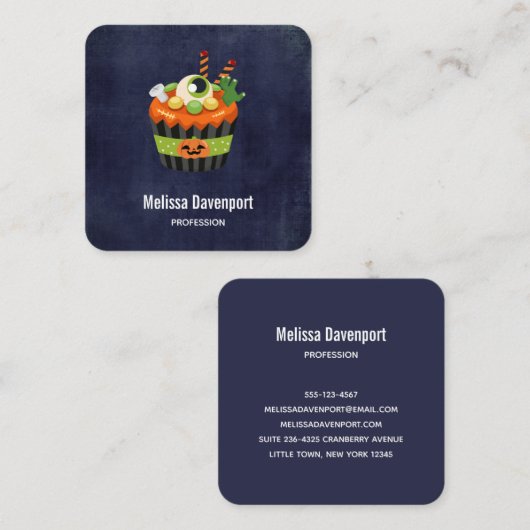 Cute & Creepy Halloween Cupcake met Big Eyeball Vierkante Visitekaartje (Voorkant / Achterkant)