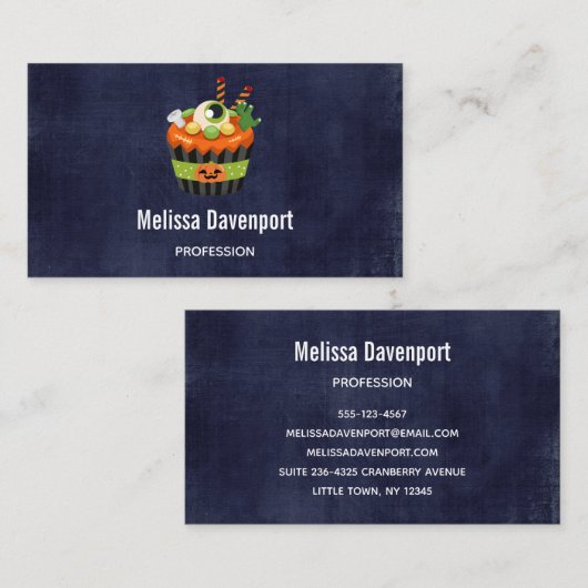 Cute & Creepy Halloween Cupcake met Big Eyeball Visitekaartje (Voorkant / Achterkant)