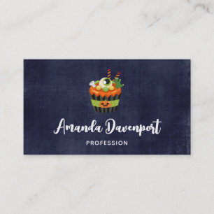 Cute & Creepy Halloween Cupcake met Big Eyeball Visitekaartje