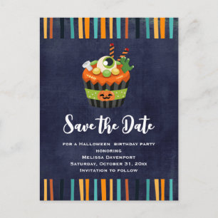 Cute & Creepy Halloween Cupcake Save the Date Uitnodiging Briefkaart