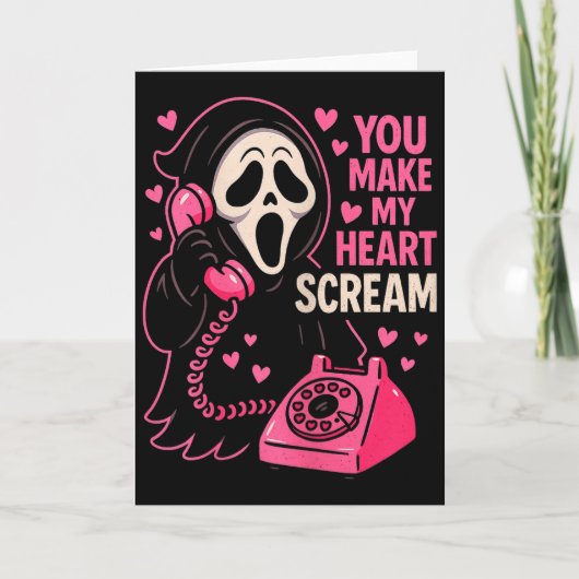 Cute Creepy Horror Make My Heart Scream Valentine’ Kaart (Voorkant)