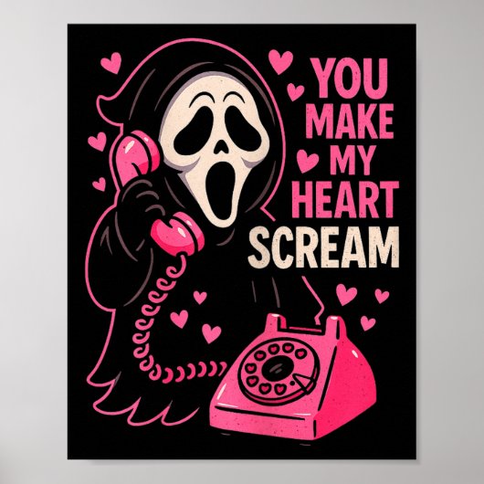 Cute Creepy Horror Make My Heart Scream Valentine’ Poster (Voorkant)