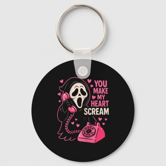 Cute Creepy Horror Make My Heart Scream Valentine’ Sleutelhanger (Voorkant)