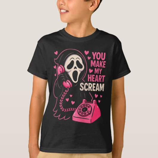 Cute Creepy Horror Make My Heart Scream Valentine’ T-shirt (Voorkant)