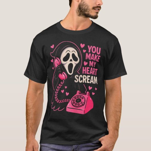 Cute Creepy Horror Make My Heart Scream Valentine’ T-shirt (Voorkant)