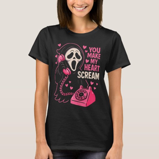 Cute Creepy Horror Make My Heart Scream Valentine’ T-shirt (Voorkant)