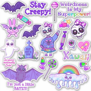 Cute Creepy Kawaii-laptop en Locker-stickers Sticker