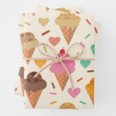 Cute Crème Cone patroon Inpakpapier Vel (In situ)