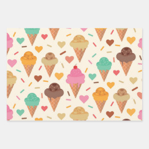 Cute Crème Cone patroon Inpakpapier Vel