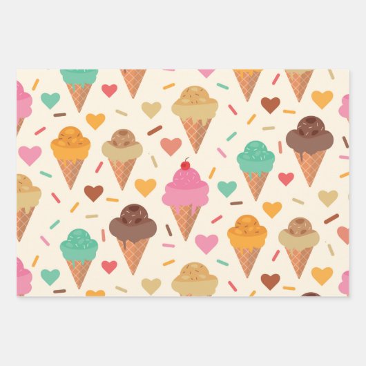Cute Crème Cone patroon Inpakpapier Vel (Voorkant)