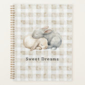 Cute Crème Grijze Slaap Konijnen Plaid Planner (Voorkant)