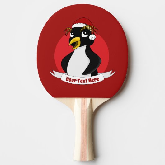 Cute crested pinguin kerstcartoon Ping Pong P Tafeltennisbatje (Voorkant)