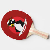 Cute crested pinguin kerstcartoon Ping Pong P Tafeltennisbatje (Zijkant)