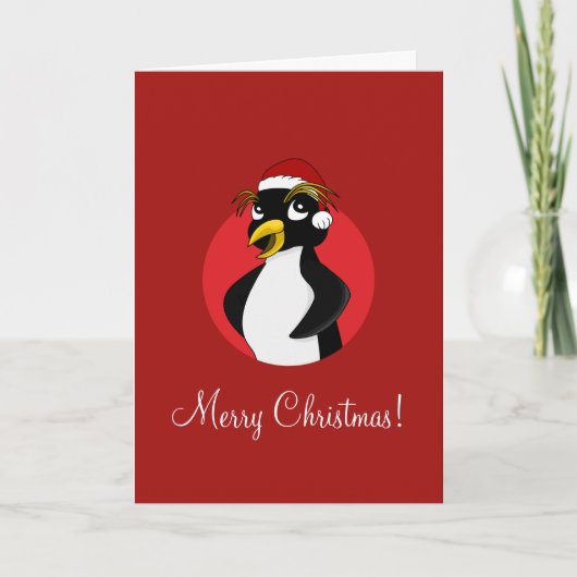 Cute crested pinguin Kerstmis cartoon Holiday Feestdagen Kaart (Voorkant)