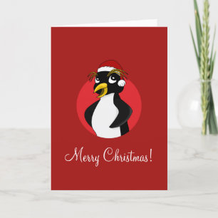 Cute crested pinguin Kerstmis cartoon Holiday Feestdagen Kaart