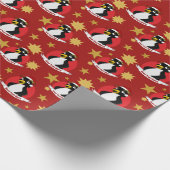Cute crested pinguin Kerstmis cartoon Wrapping Pa Cadeaupapier (Hoek)