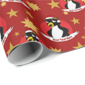 Cute crested pinguin Kerstmis cartoon Wrapping Pa Cadeaupapier (Rol Hoek)