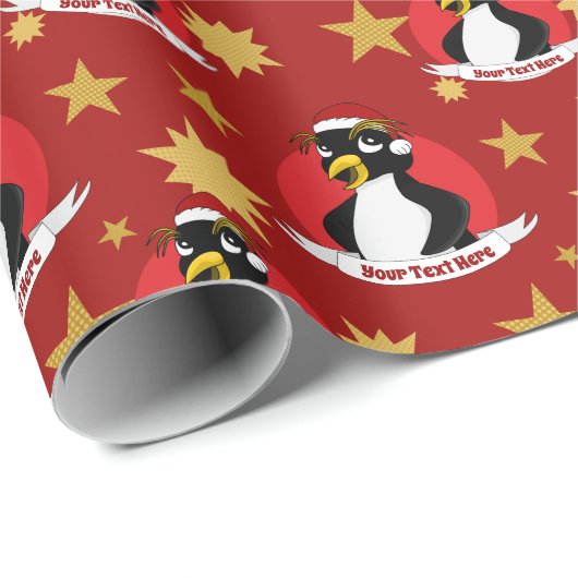 Cute crested pinguin Kerstmis cartoon Wrapping Pa Cadeaupapier (Rol Hoek)