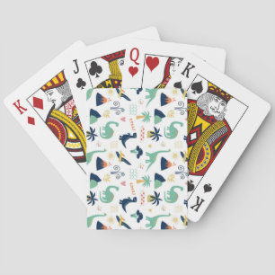 Cute Cretacous Period Cartoon Tekeningen Pokerkaarten