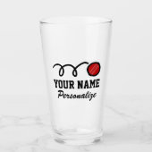 Cute cricket ball cartoon aangepaste naam sport gi glas (Voorkant)