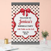 Cute Crimson Bow Birthday Acryl Bord (Huwelijk)